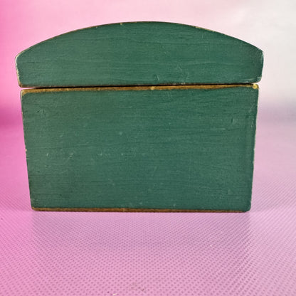 Green Wooden Lidded Trinket Box