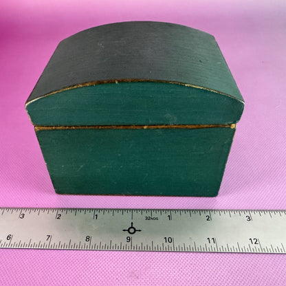 Green Wooden Lidded Trinket Box