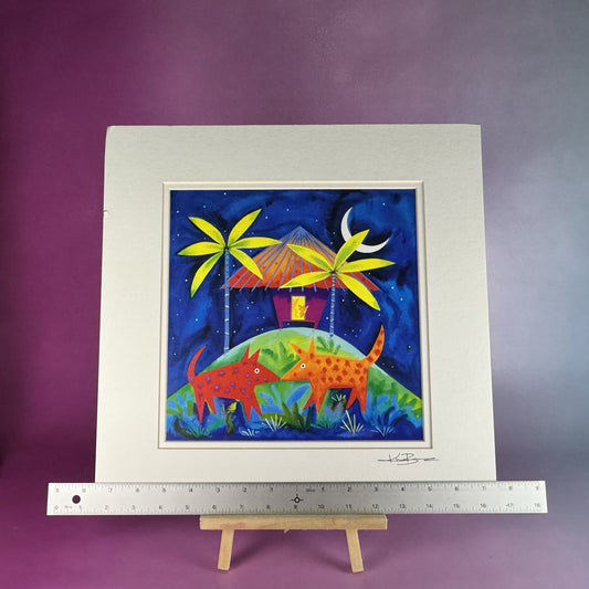 Barking Dogs Lithograph and Matte