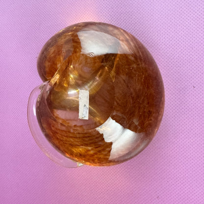 Orange Hand-blown Glass Cat Paperweight