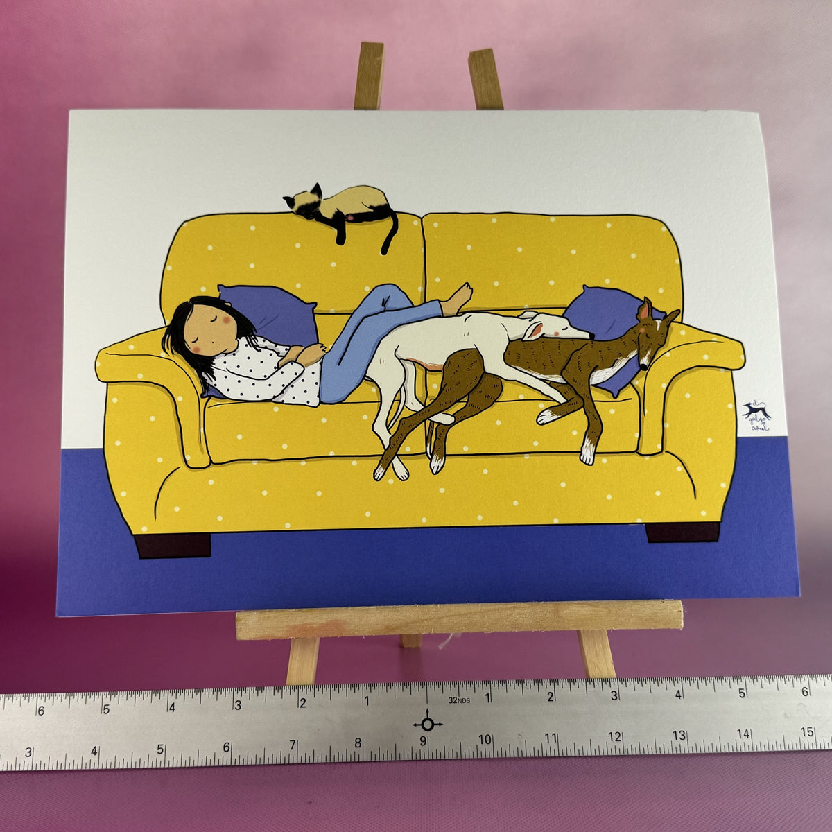 Cat Naps and Dog Piles Signed Art
