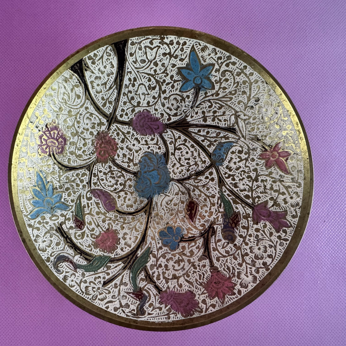 Meenakari-style Cloisonné Enamel Brass Bowl