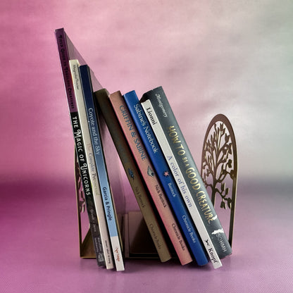 Matte Gold-tone Tree-Motif Bookends