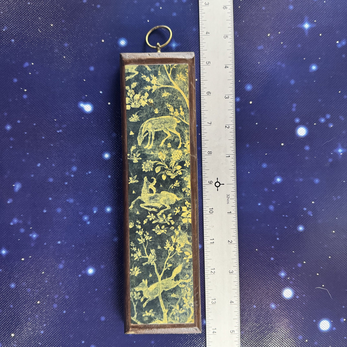 Wooden Plaque with Brass Hanger with Decopage Animals Frolicking