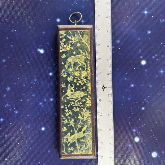 Wooden Plaque with Brass Hanger with Decopage Animals Frolicking