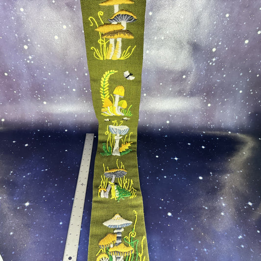 50+" Moss Green Banner with Crewel Work Botanicals and Brass Trim
