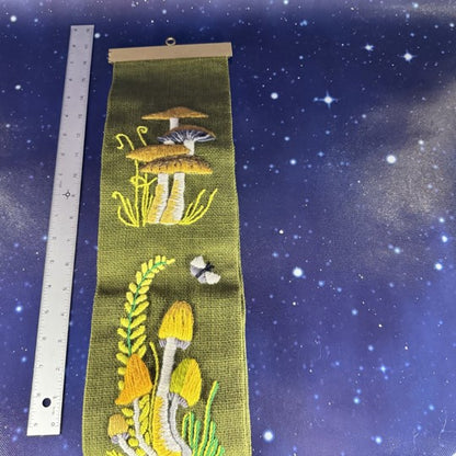 50+" Moss Green Banner with Crewel Work Botanicals and Brass Trim