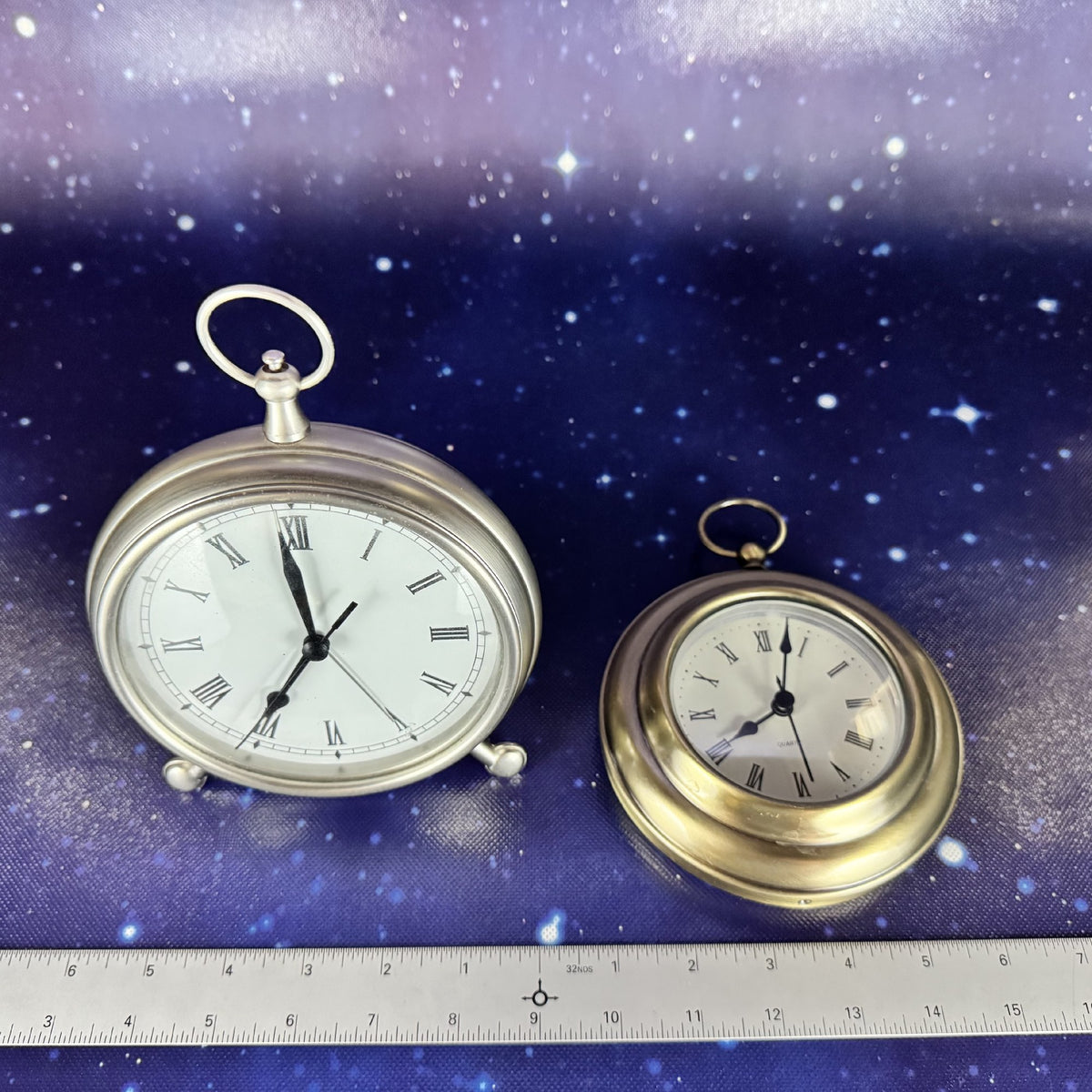 Gold and Silver Tone "Pocketwatch" Clocks