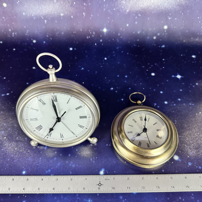Gold and Silver Tone "Pocketwatch" Clocks