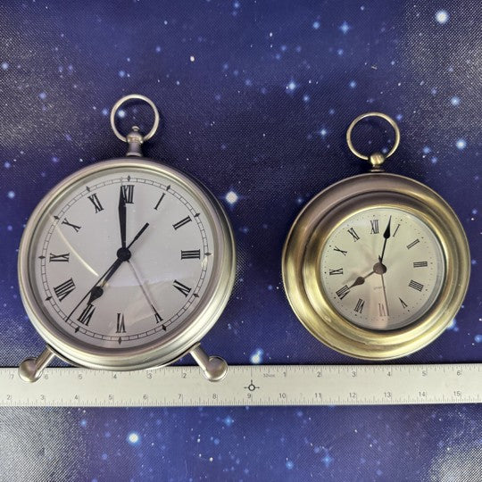 Gold and Silver Tone "Pocketwatch" Clocks
