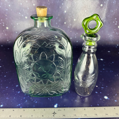 Pair of Clear Glass Bottles for Kitchen