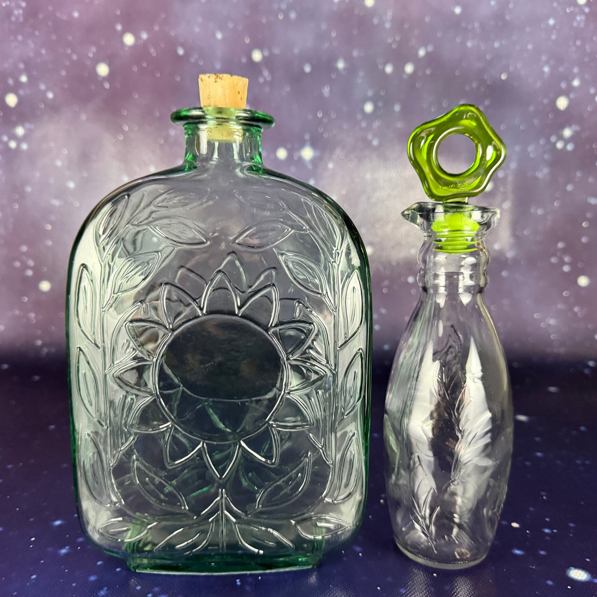 Pair of Clear Glass Bottles for Kitchen