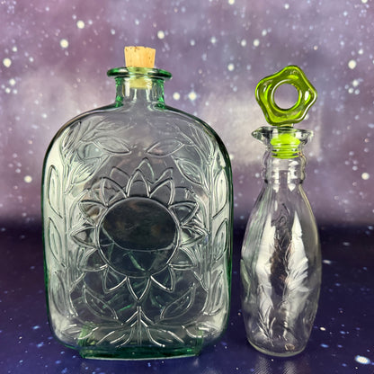 Pair of Clear Glass Bottles for Kitchen