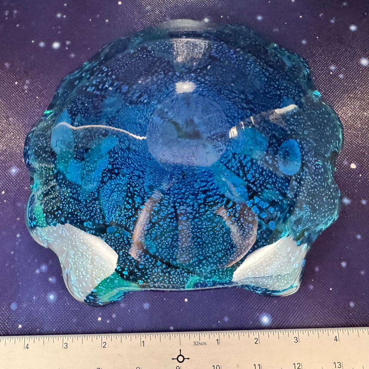 Multi-colored Folded Scalloped Art Glass Dish