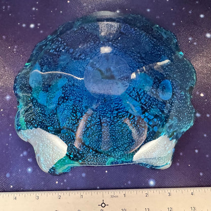 Multi-colored Folded Scalloped Art Glass Dish