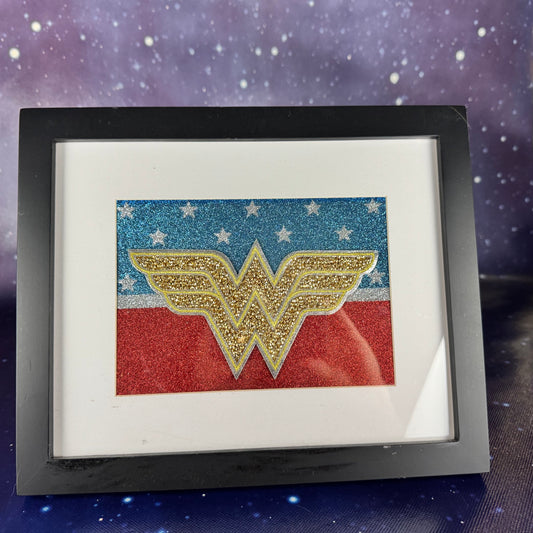 Framed Wonder Woman Glitter Art