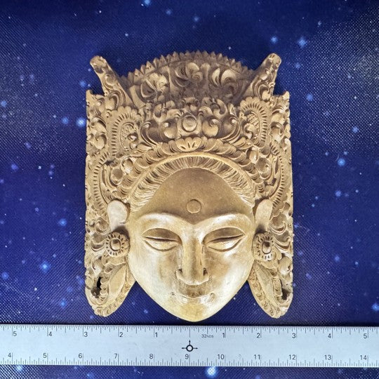Wooden Carved Buddha Mask Wall Hanging