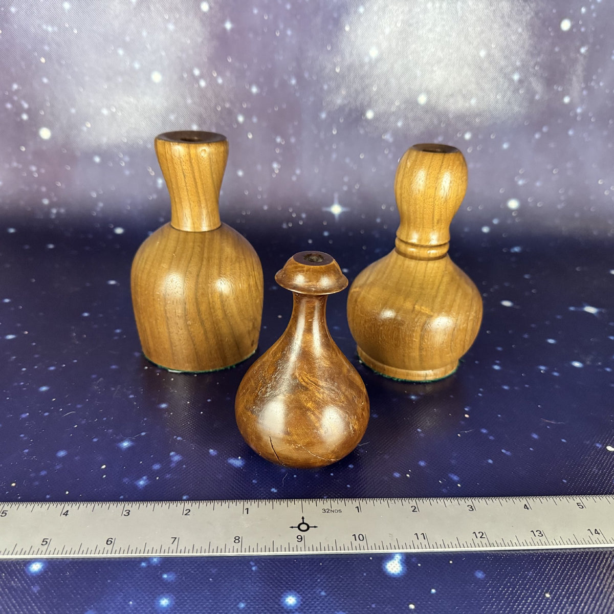 Trio of Wooden Hand-Turned Bud Vases
