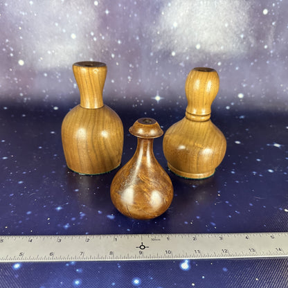 Trio of Wooden Hand-Turned Bud Vases