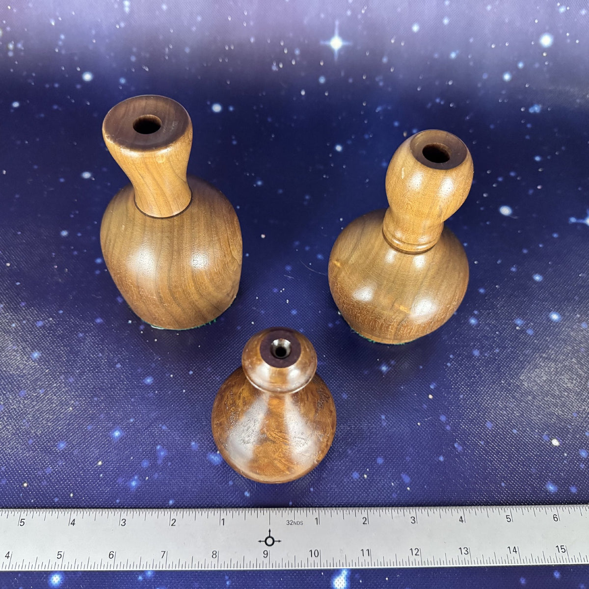 Trio of Wooden Hand-Turned Bud Vases