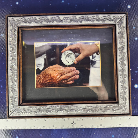 Beaten-silver-tone Clad Wooden Frame