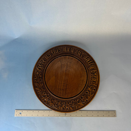 Wood Platter Carved with Daily Bread Quote