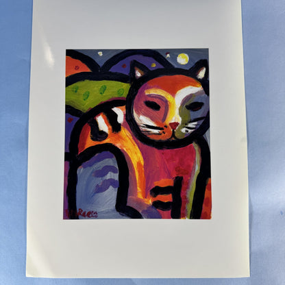 Artist Signed Colorful Kitty Print