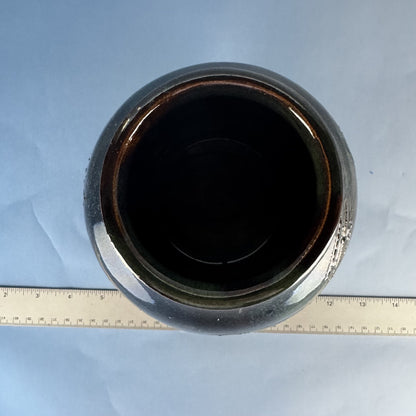Hand-thrown Pottery Vase with Green and Brown Glaze