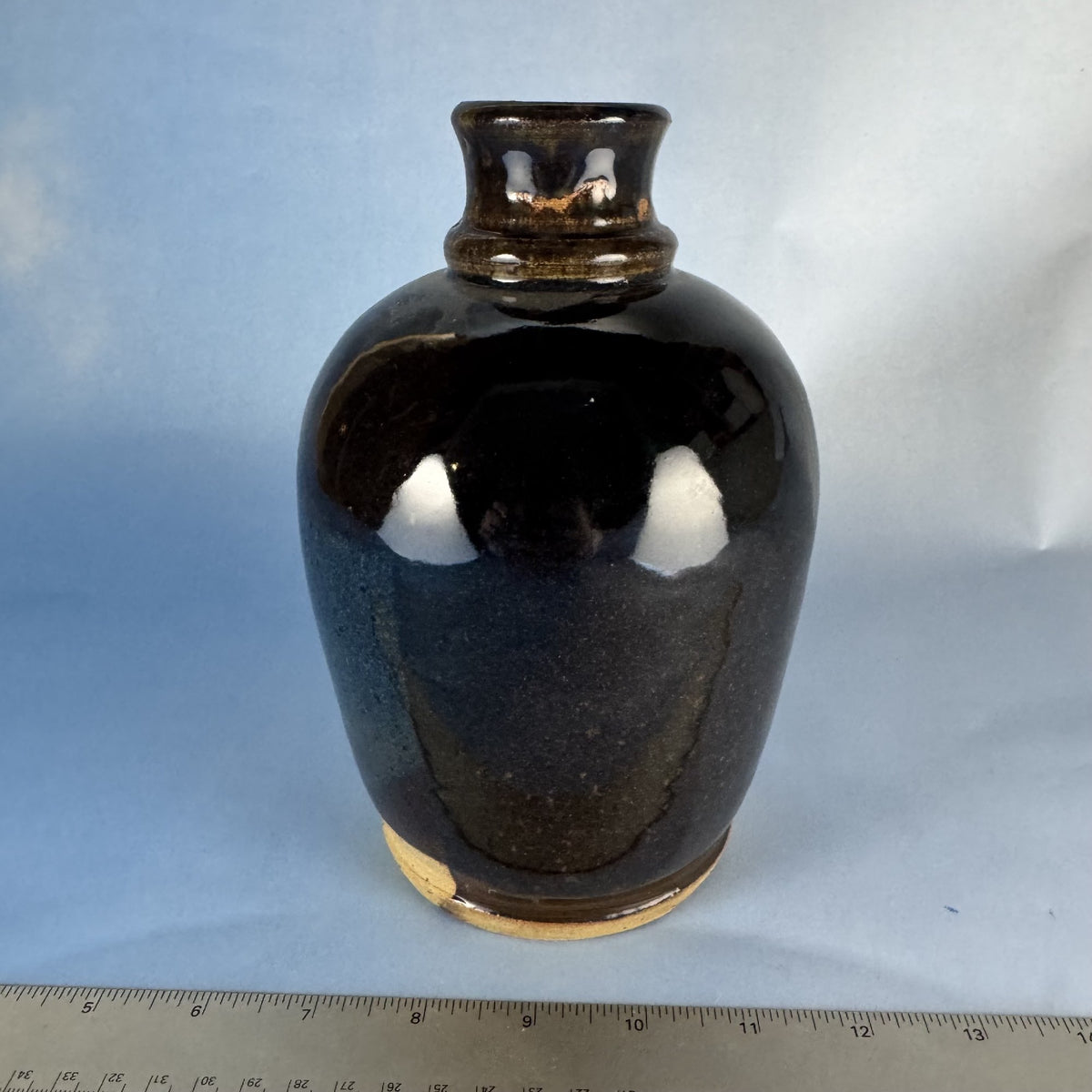 Hand-thrown Pottery Vase with Brown Glaze