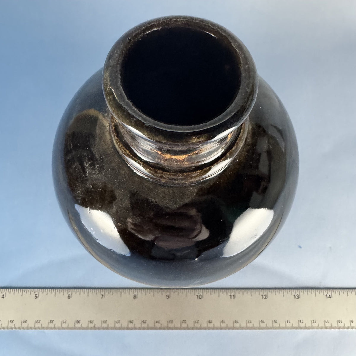 Hand-thrown Pottery Vase with Brown Glaze