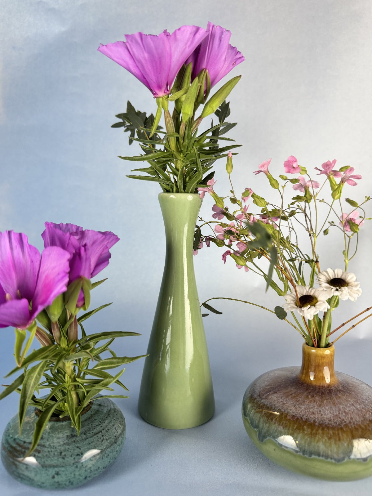 Three Mix and Match Ceramic Bud Vases