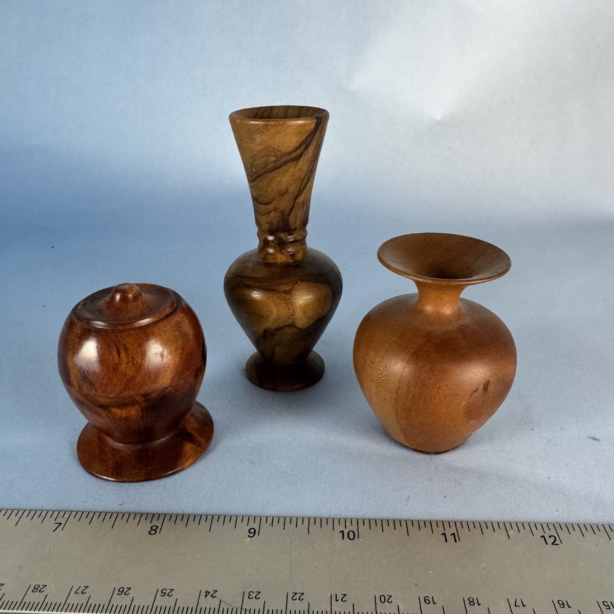 Mini Hand-turned Wooden Vases and Ring Box