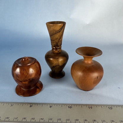 Mini Hand-turned Wooden Vases and Ring Box