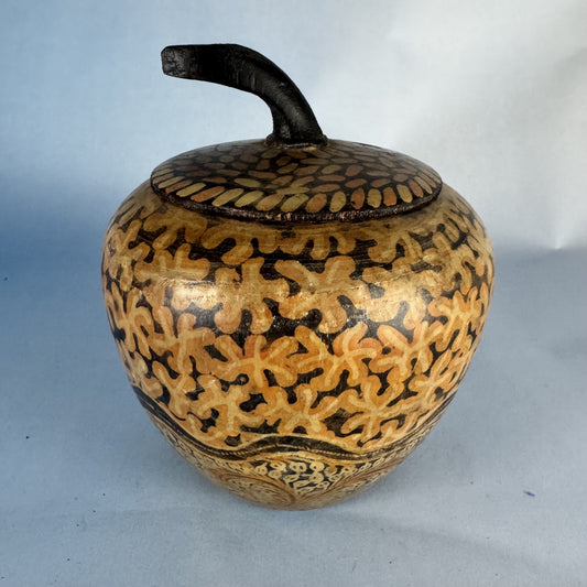 Hand-painted Lidded Wooden Apple Box