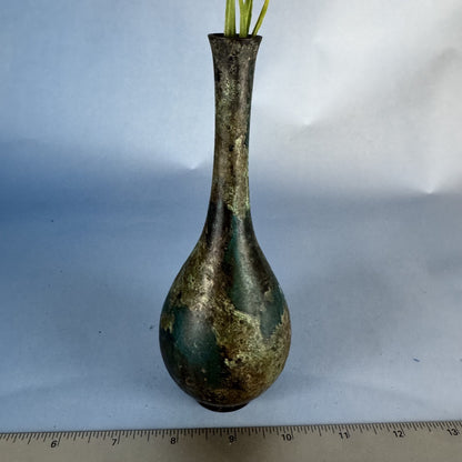 Japanese Enameled Brass Bud Vase