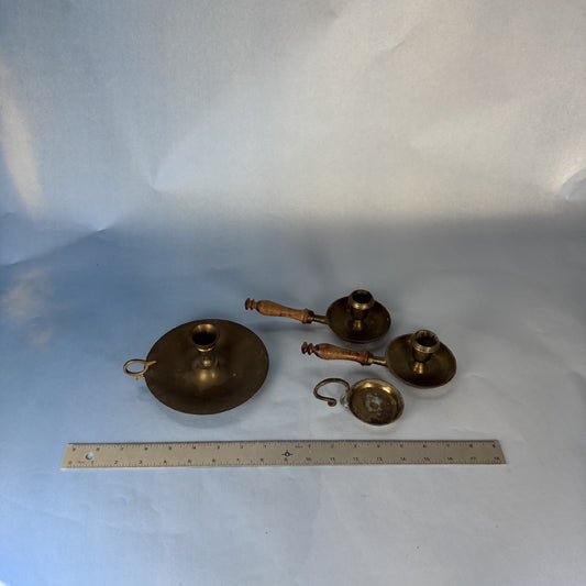 Set of Four Brass Candlestick Holders