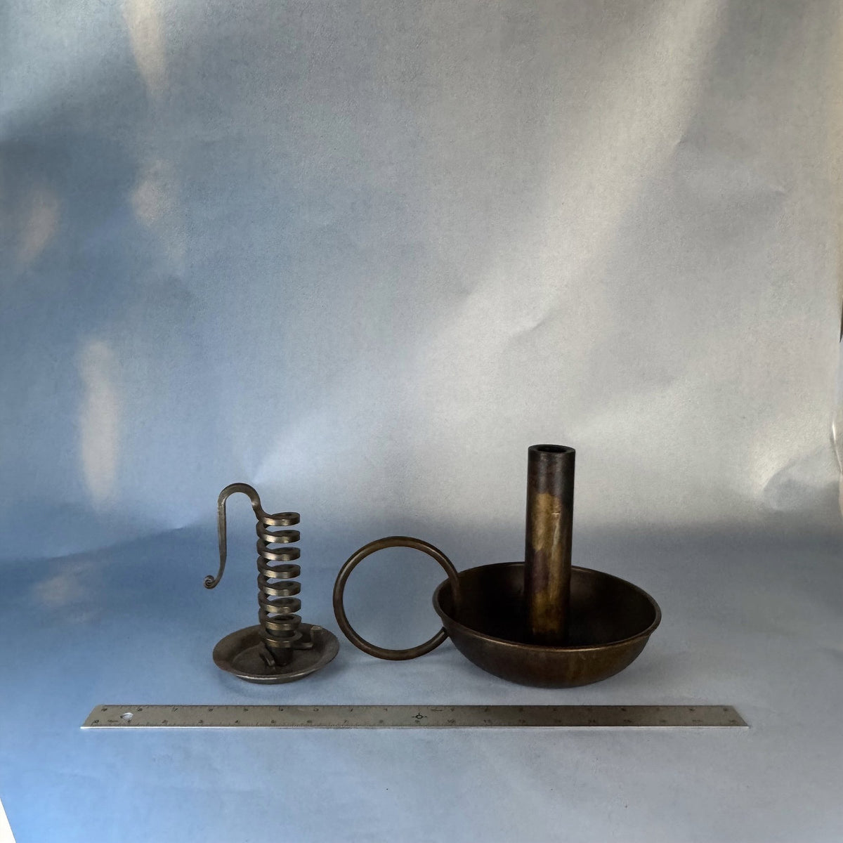 Vintage Pair of Aged Brass Candlesticks
