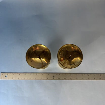Matched Pair of Chunky Brass Shiny Candlesticks