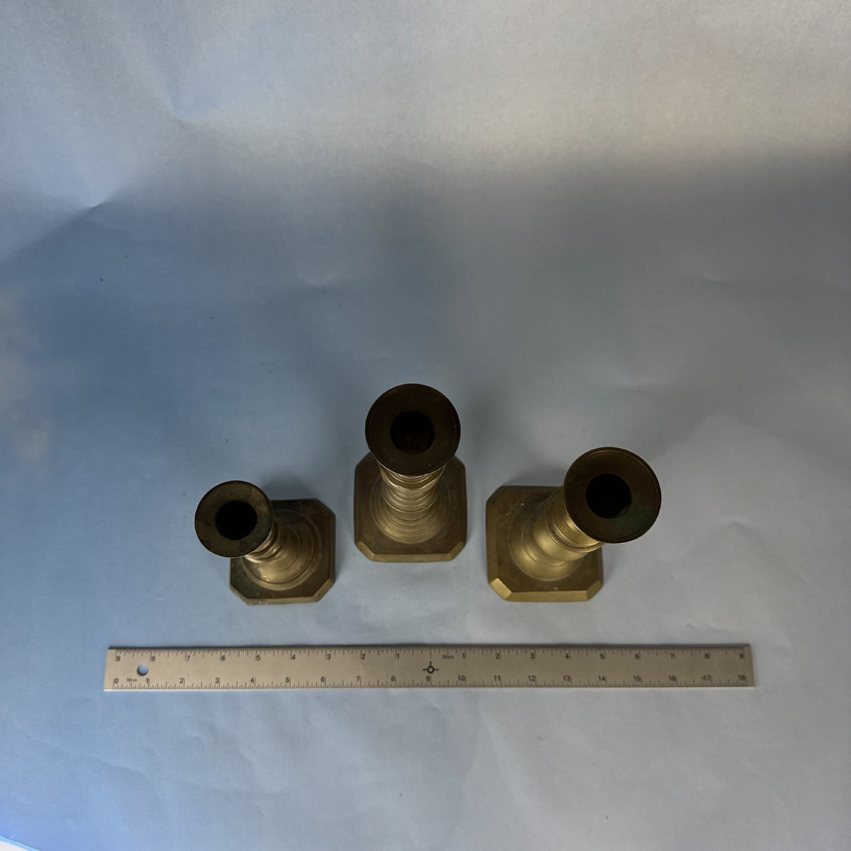 Trio of Brass Candlesticks
