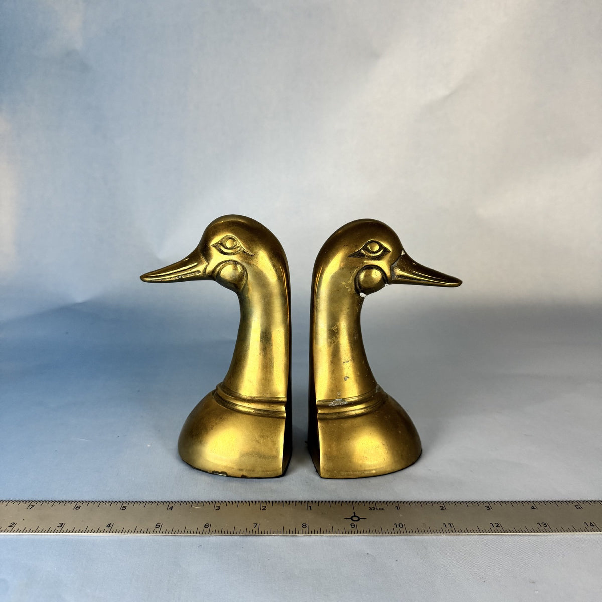 Pair Brass Duckhead Bookends