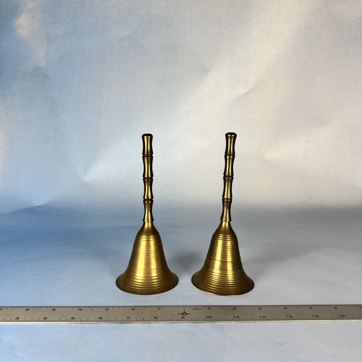 Pair of Vintage Brass Bells with Slender Handles