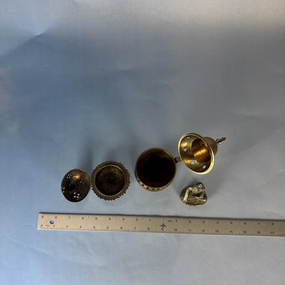 Pair of Brass Incense Burners and Companion Buddha Figurine