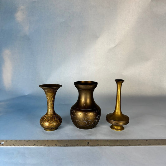 Trio of Brass Bud Vases
