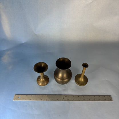 Trio of Brass Bud Vases