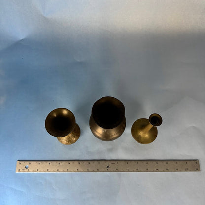 Trio of Brass Bud Vases
