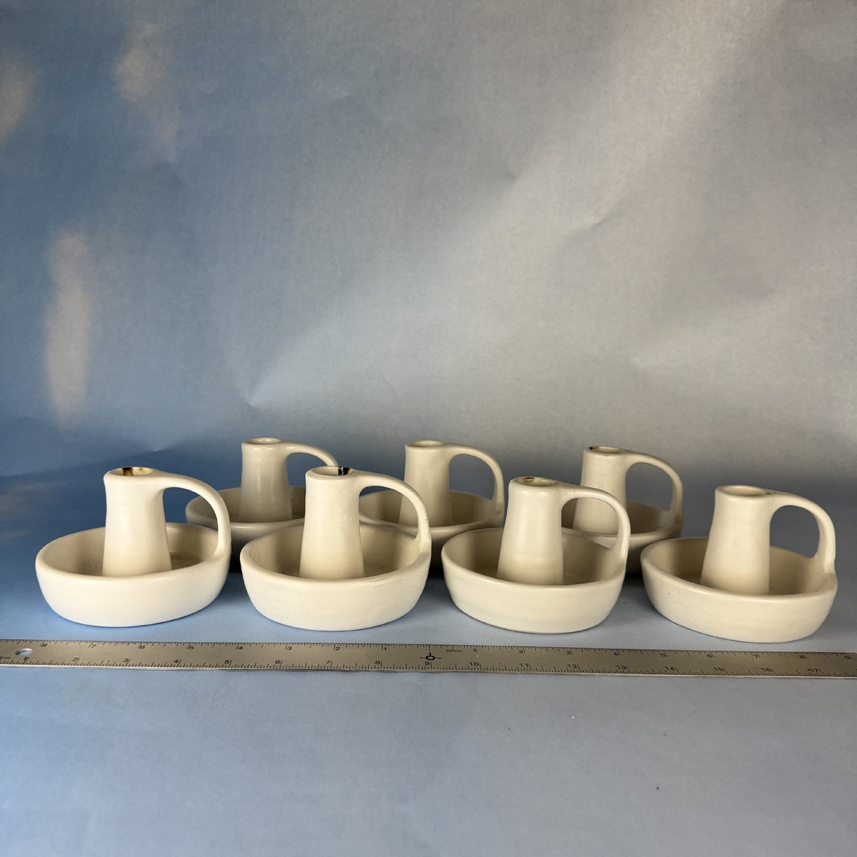 Seven Matching Ceramic Candlesticks: Ikea