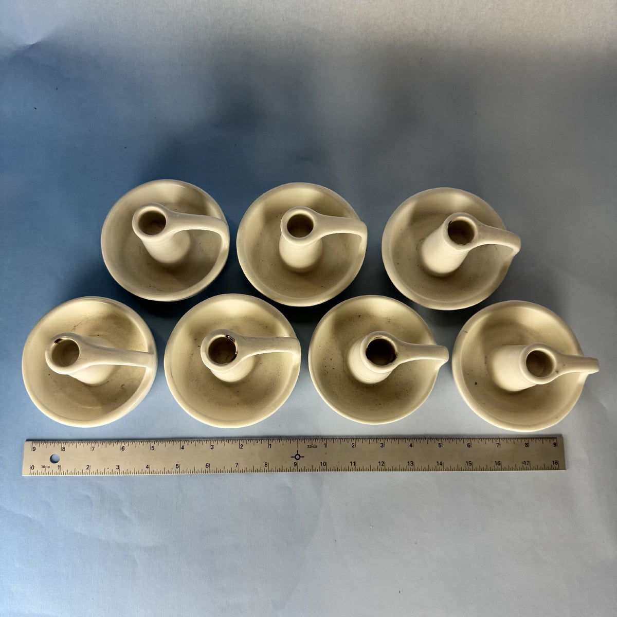 Seven Matching Ceramic Candlesticks: Ikea