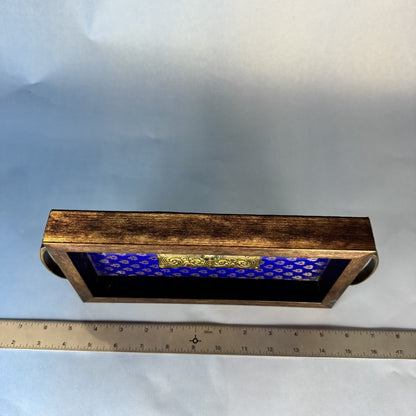 Brass Enameled Boho Chic Tray with Handles