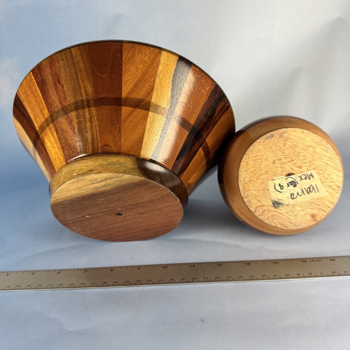 Multi-tone Wooden Bowl and Pear-Shaped Lidded Vessel