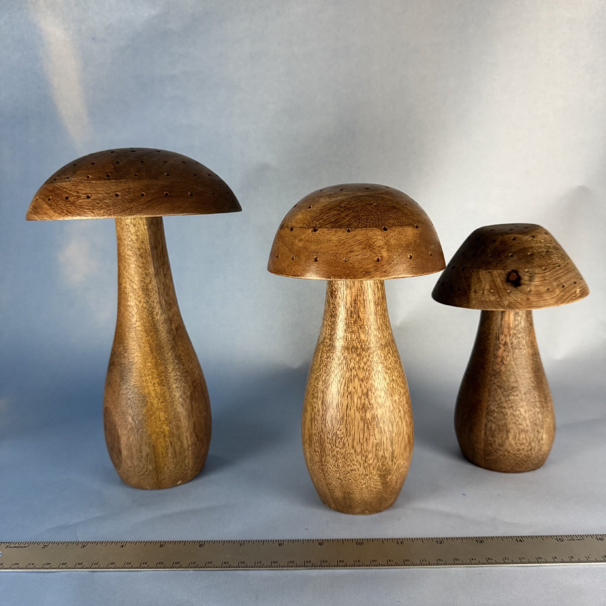 Three Sweet Wooden Mushrooms